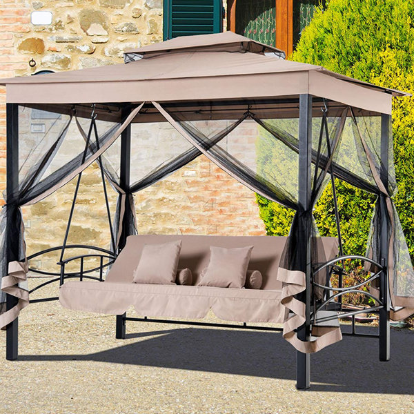 Freeport Park Kenyatta Outdoor Patio Daybed Canopy Gazebo Swing with